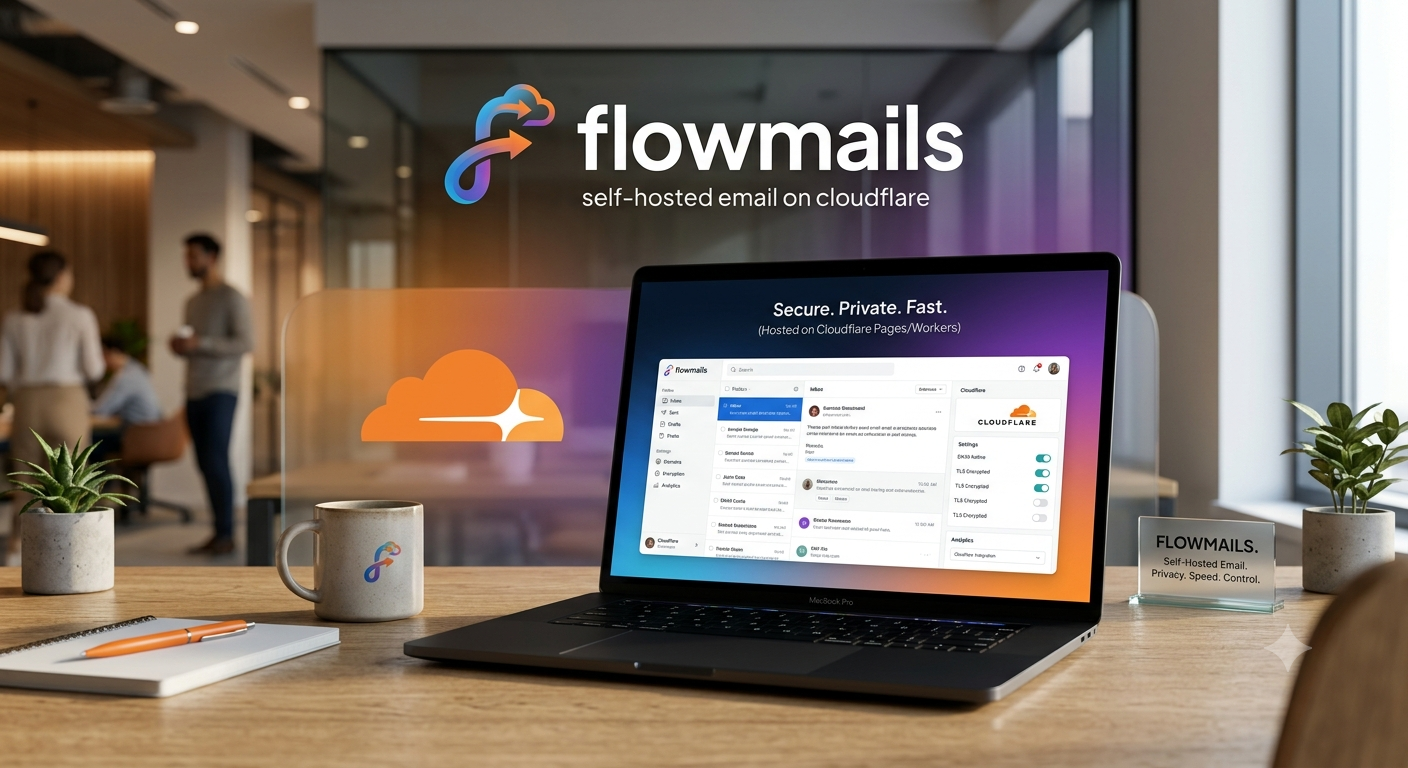 Flowmails | CF native domain email box — 官网预览图